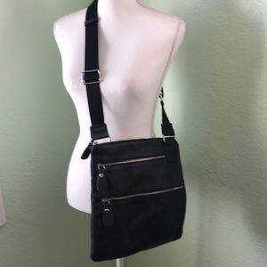 Black Pebbled Leather Crossbody Bag